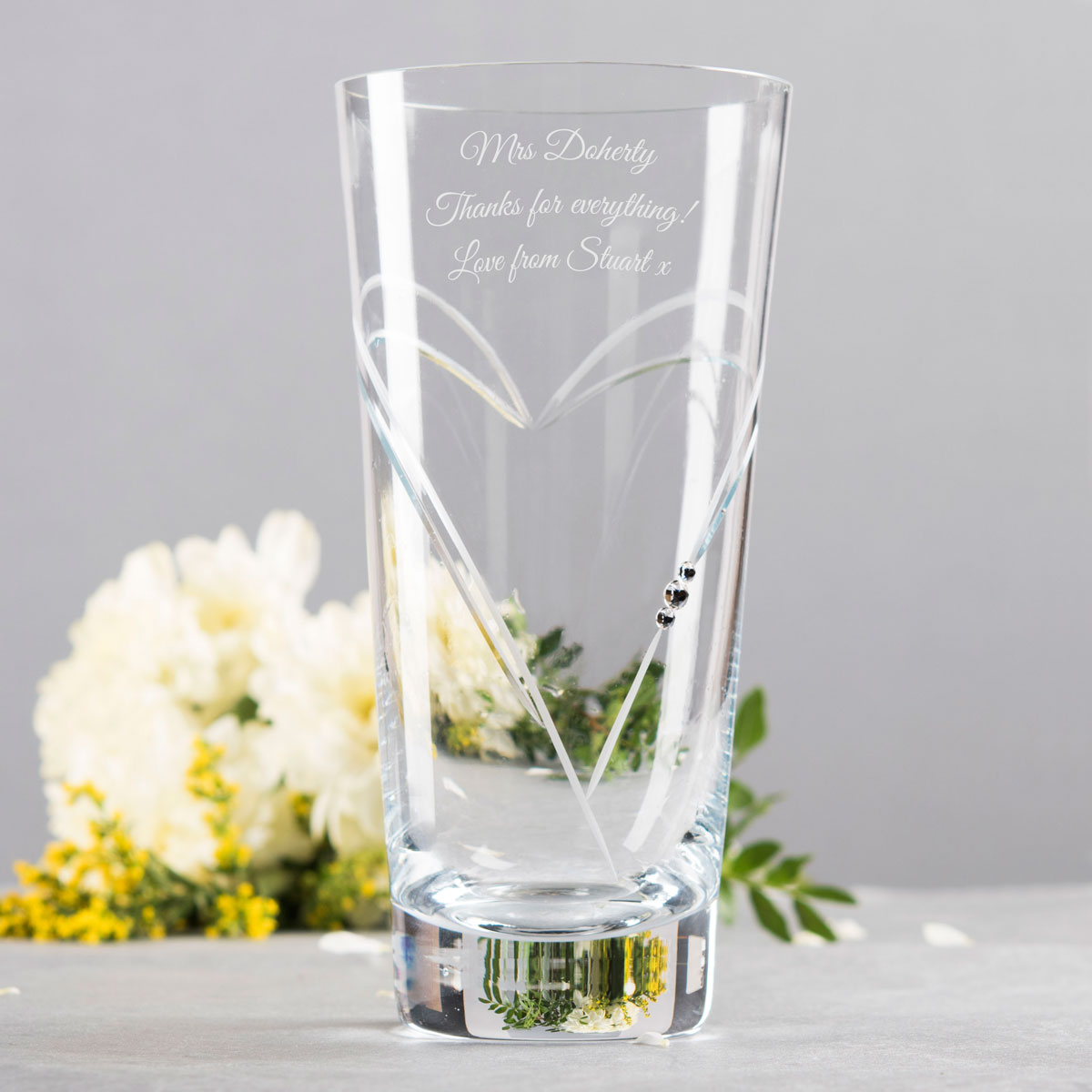 Engraved Swarovski Elements Glass Vase - Thanks Teacher