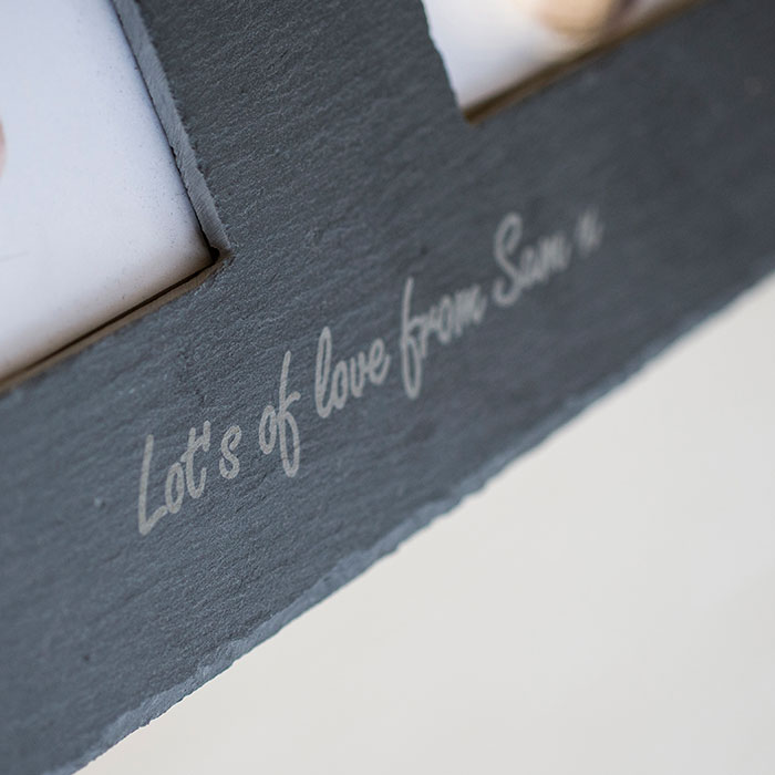 Engraved Double Slate Photo Frame - Any Message..