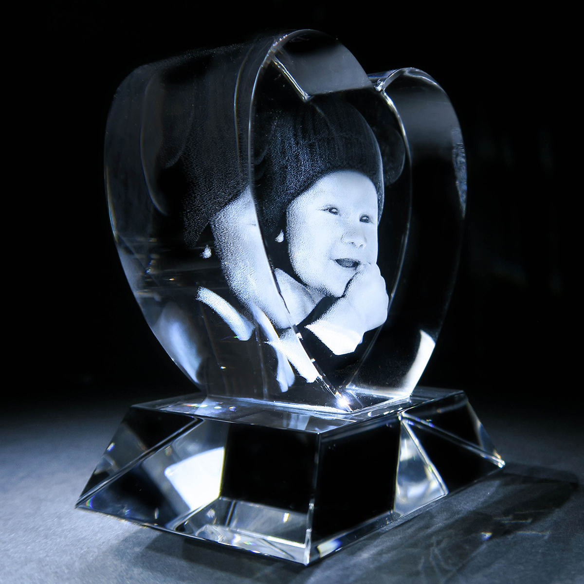 Photo Upload 3D Glass Heart Ornament