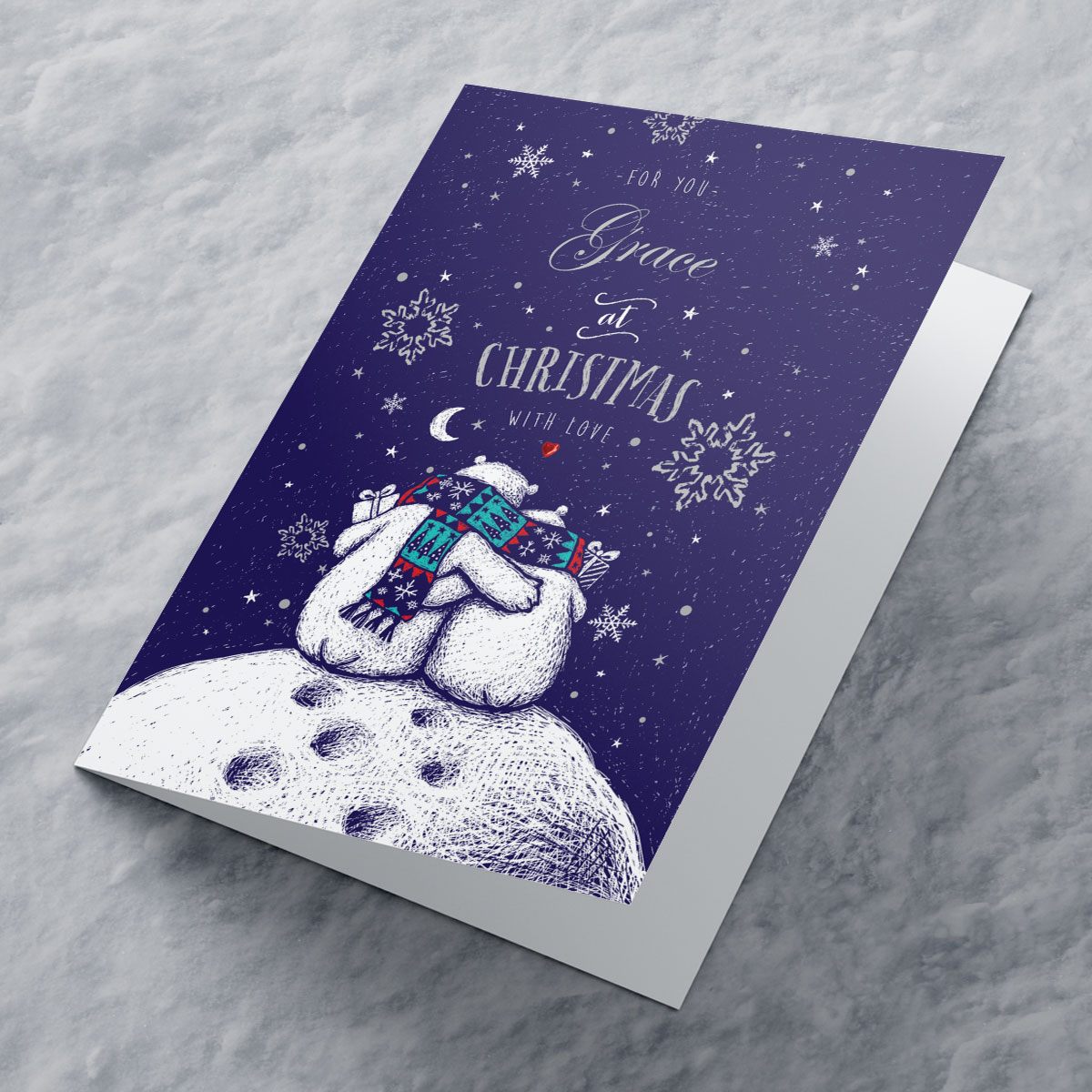 Personalised Christmas Card - Bear Couple