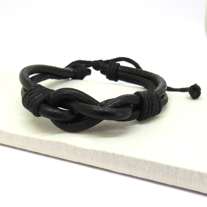 Personalised Mens Leather Knot Bracelet