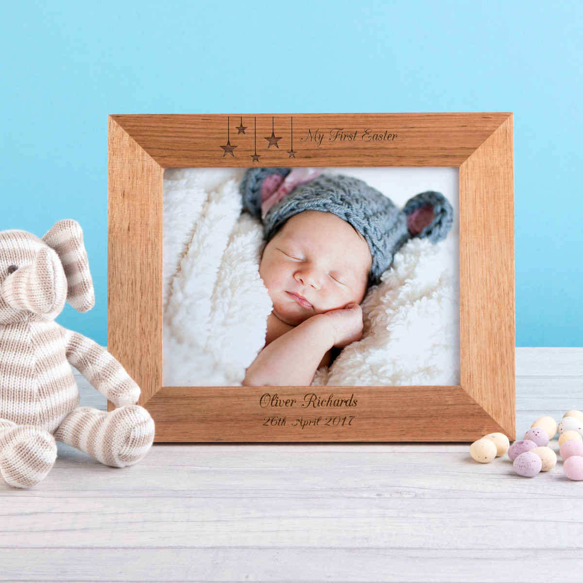 Engraved Wooden Picture Frame - My First Easter