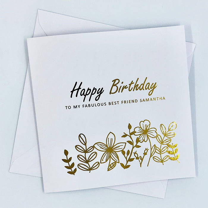 Personalised Gold Foil Birthday Card - Floral