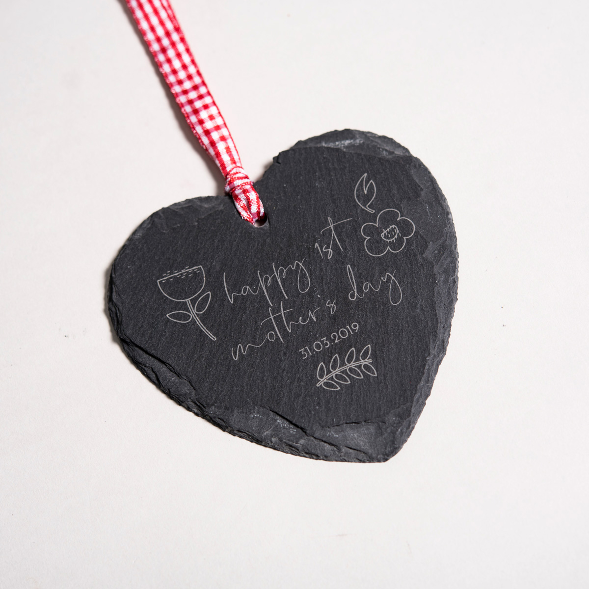 Engraved Heart-Shaped Slate Hanging Keepsake - Happy 1st Mother's Day