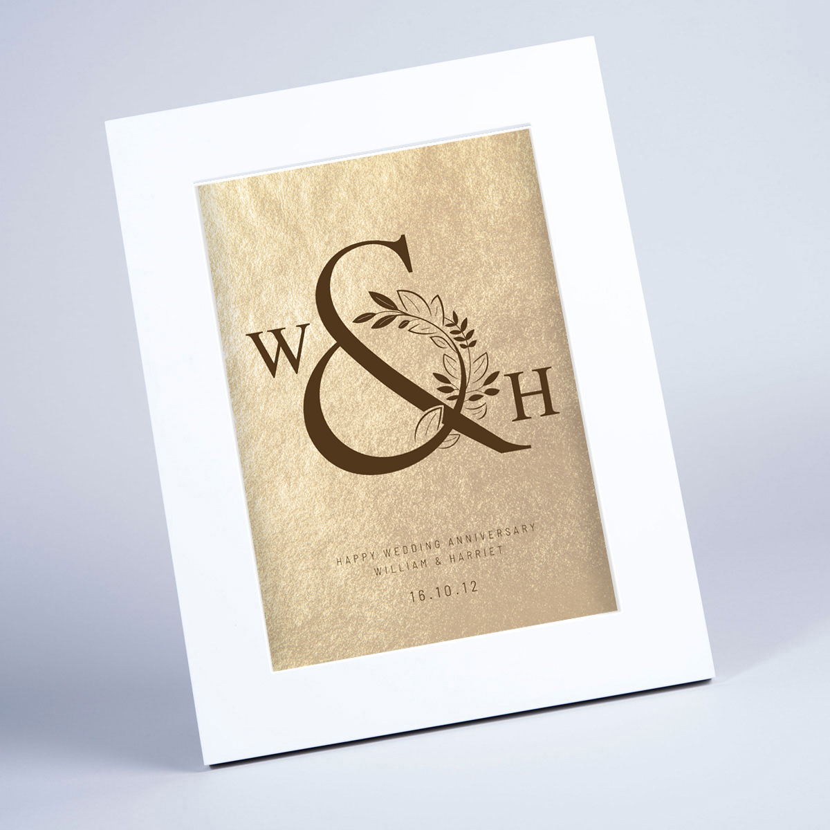 Personalised Framed Print - Couple's Initials Gold