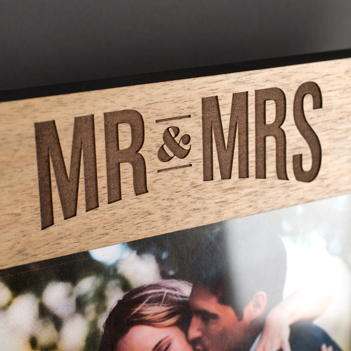 Personalised Mr & Mrs Wooden Photo Frame