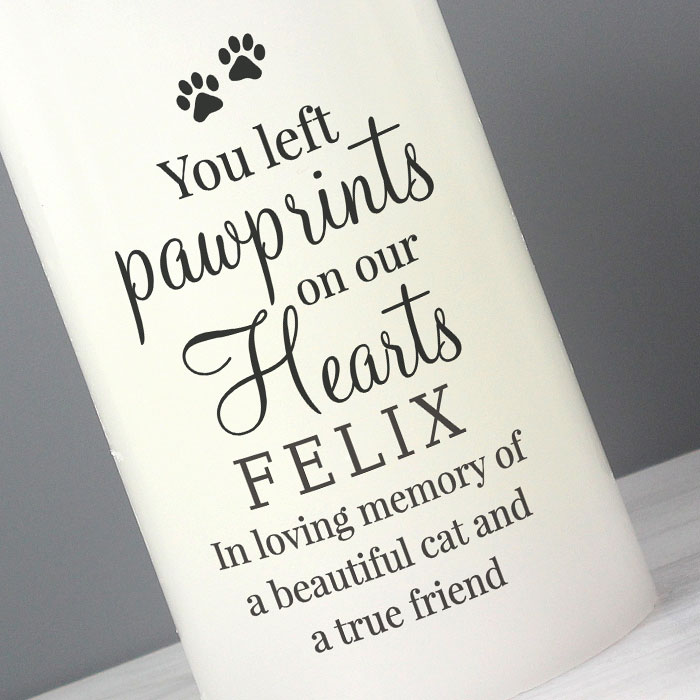 Personalised Pawprints On Our Hearts LED Candle