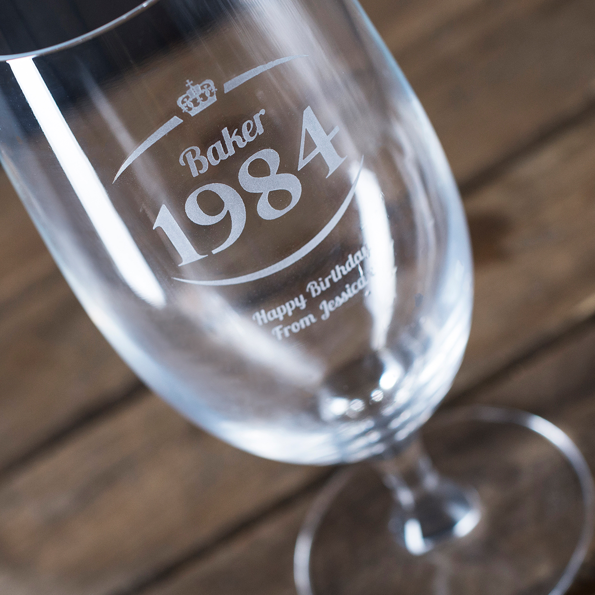 Personalised Cabernet Stem Beer Glass - Surname & Year