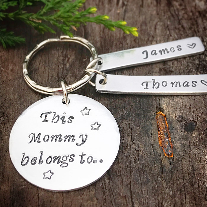 Personalised Aluminium Silver Key Ring With Tags
