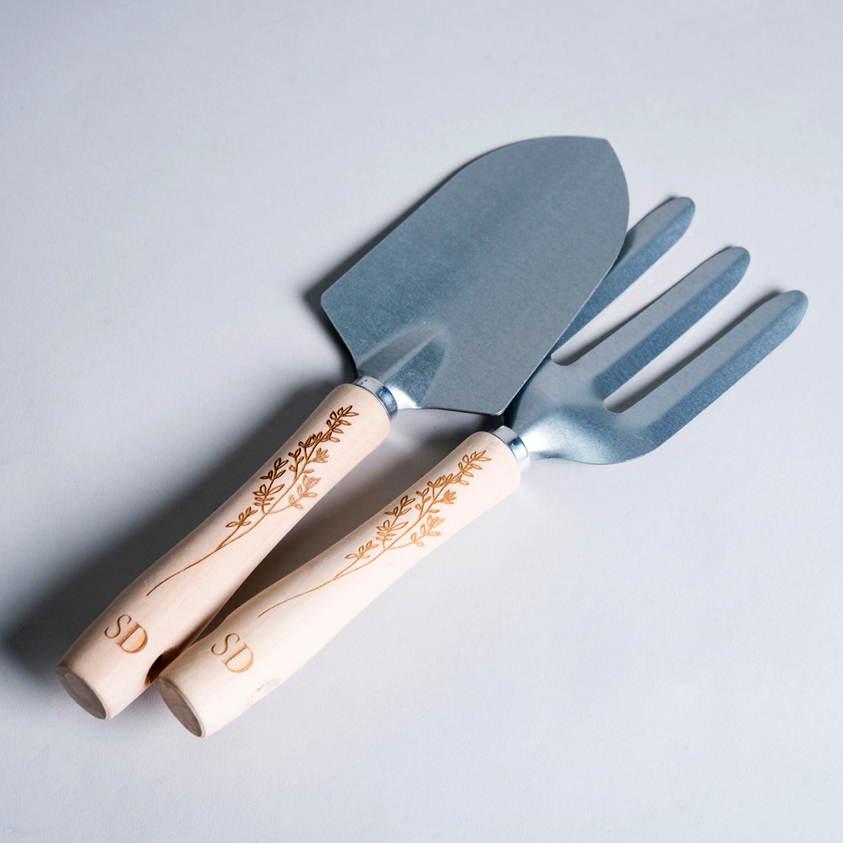 Personalised Stainless Steel Trowel and Fork Set - Floral
