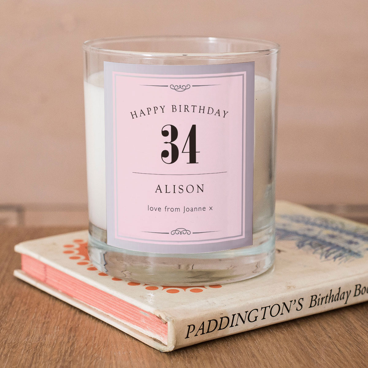 Personalised Scented Candle - Birthday Pink