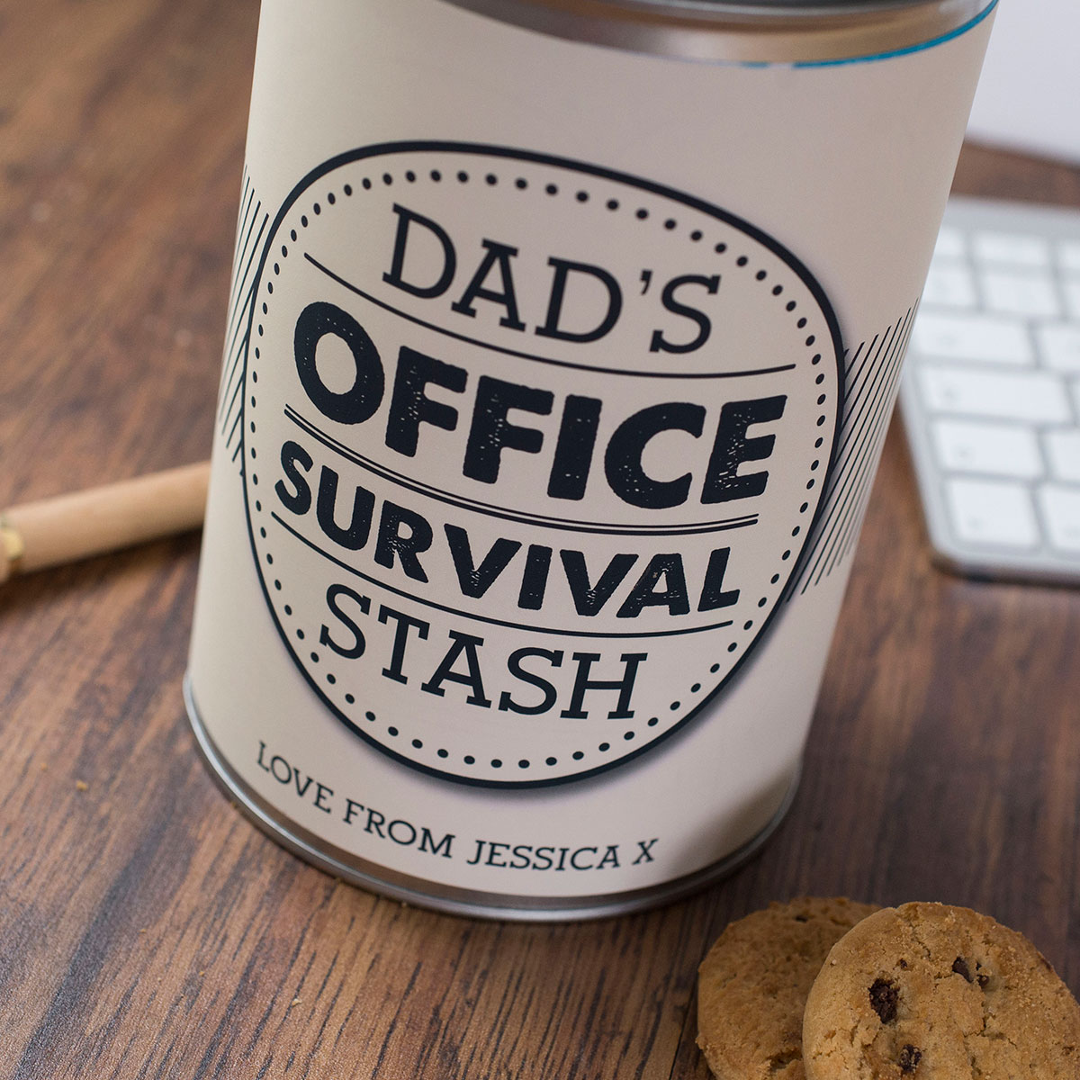 Personalised Tin With Biscuits - Dad's Survival Stash