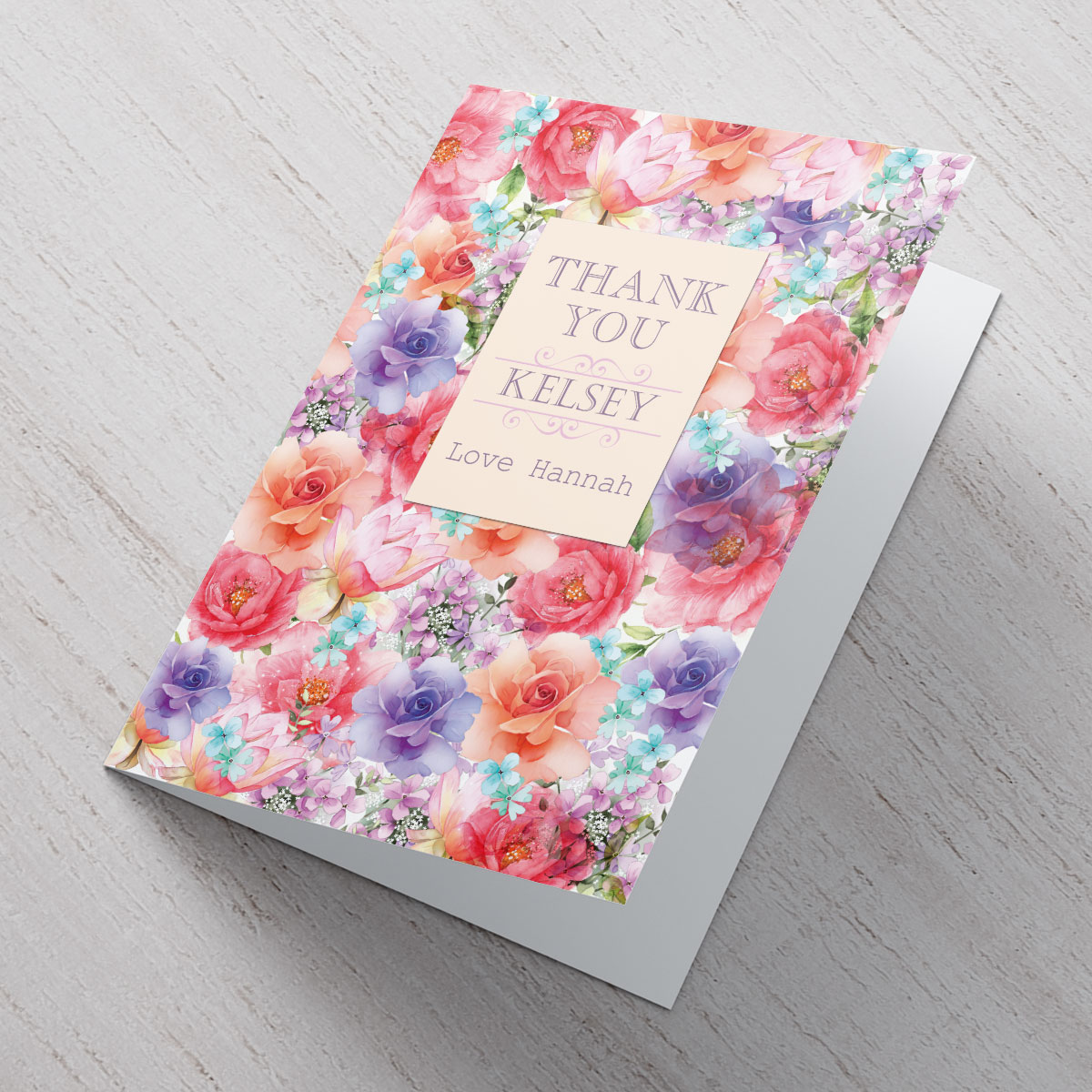Personalised Card - Thank You Colourful Flowers