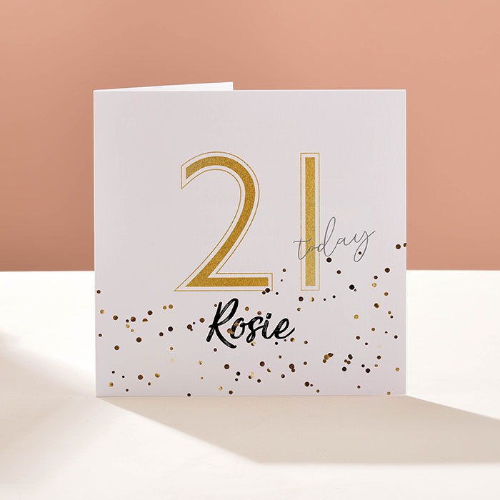 Personalised Card - Gold Square 21