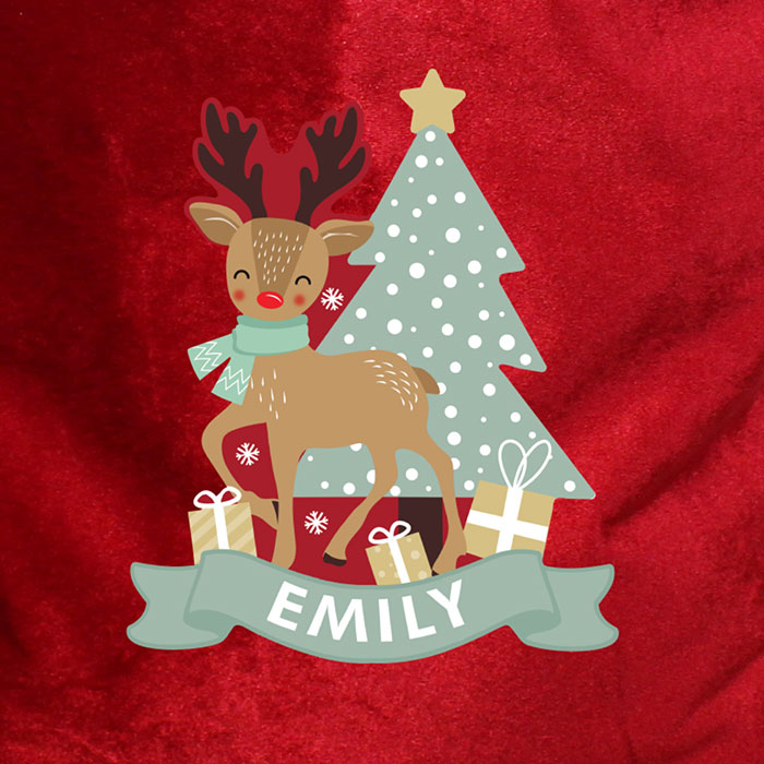 Personalised Luxury Pom Pom Red Reindeer Sack - Exclusive