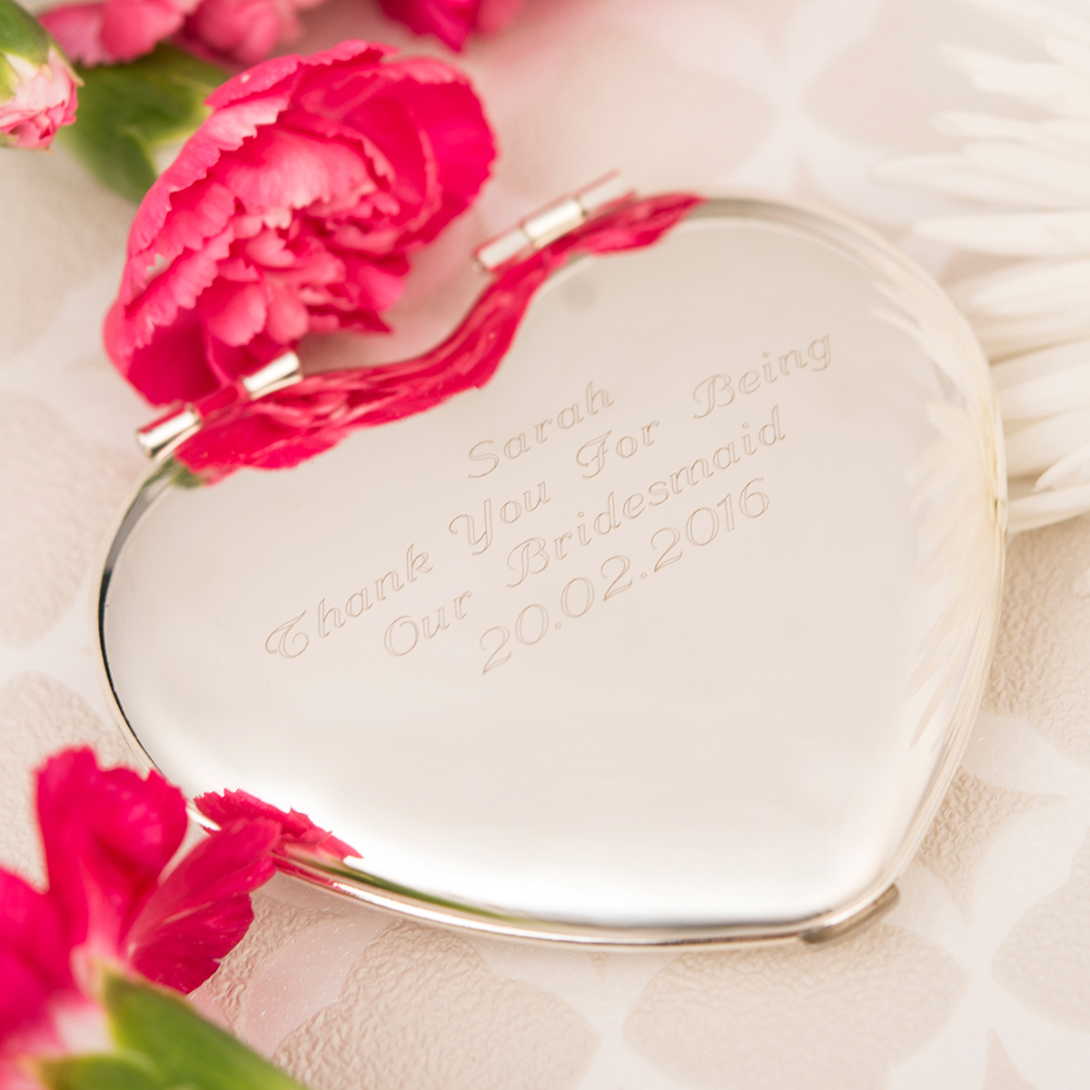 Engraved Heart Compact Mirror