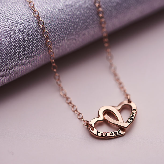 Personalised Posh Totty Double Heart Names Necklace