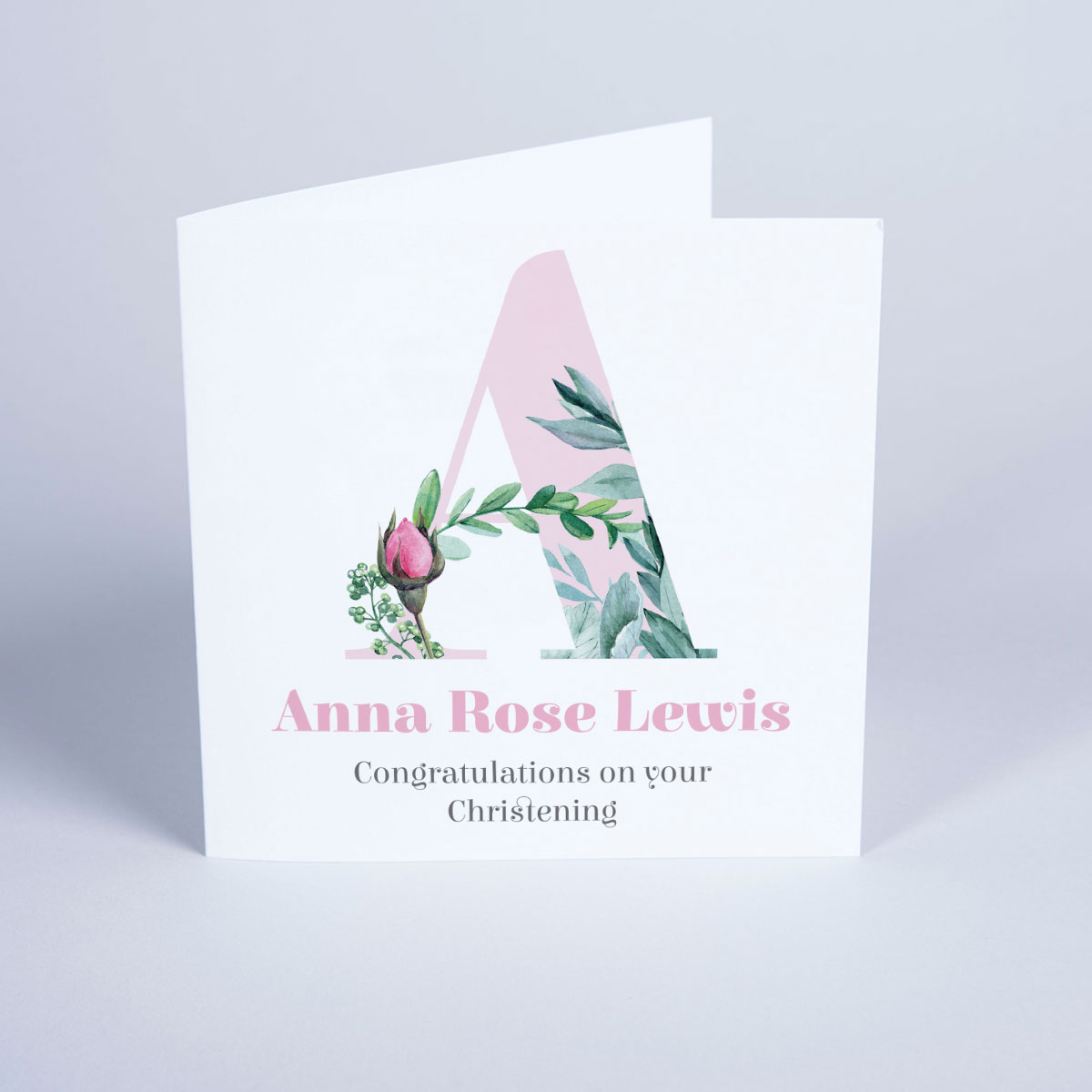 Personalised Card - Floral Pink letter