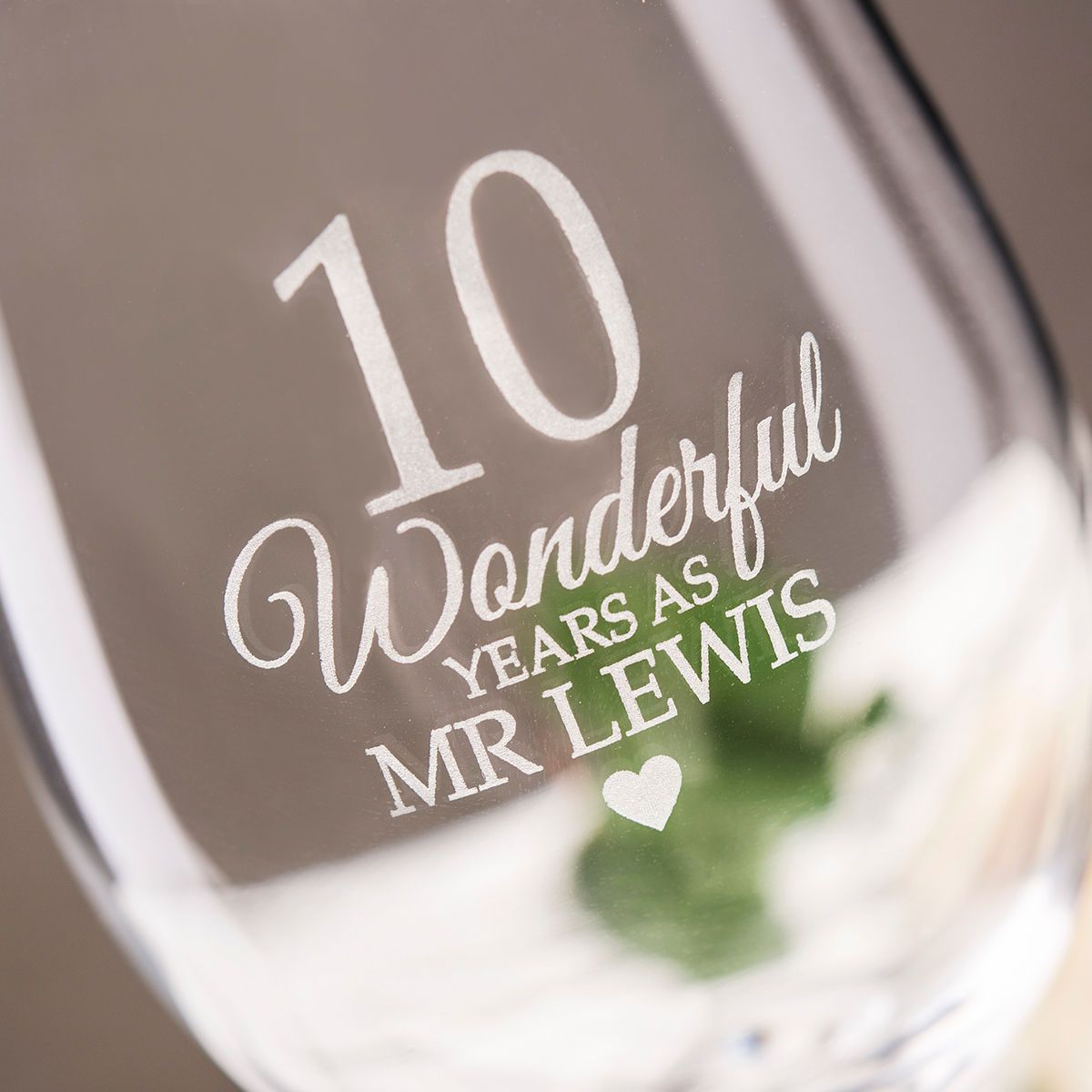 Personalised Set Of 2 Wine Glasses - 10 Wonderful Years As