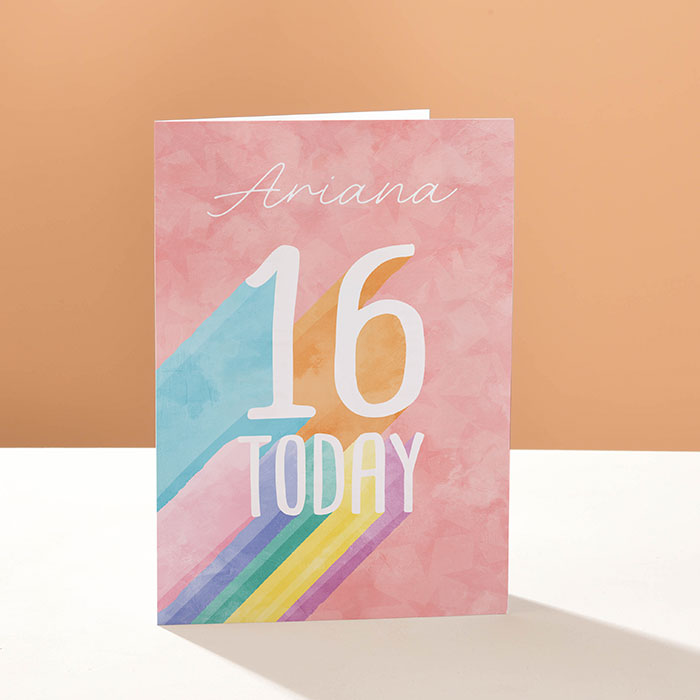 Personalised Card - Rainbow 16th Birthday