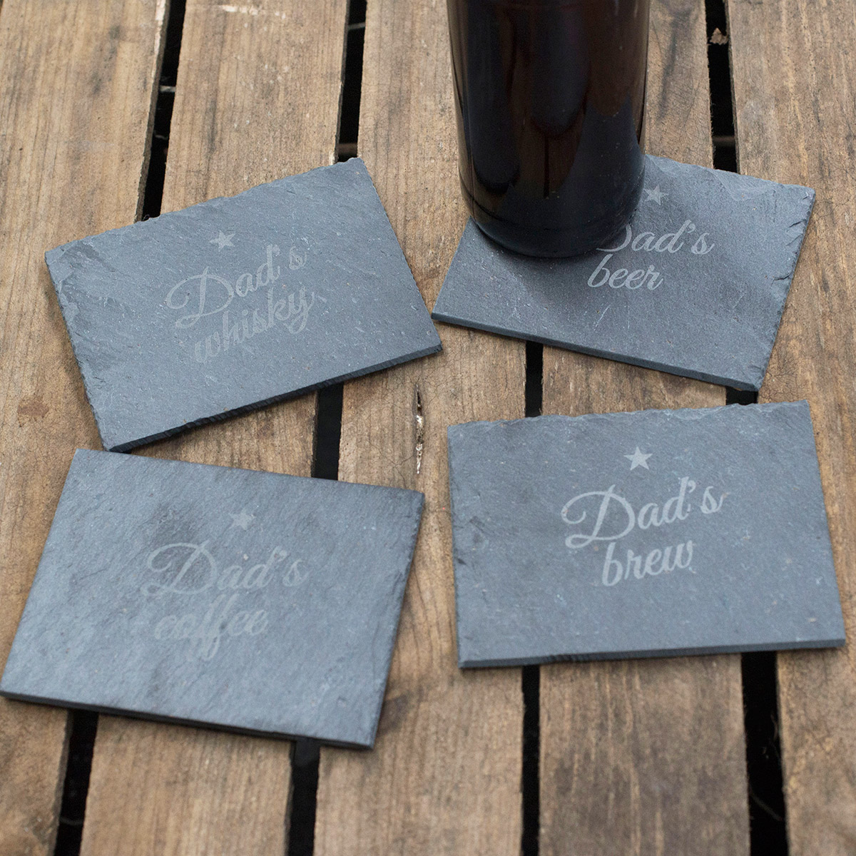 Personalised Set Of 4 Slate Coasters - Name & Drink