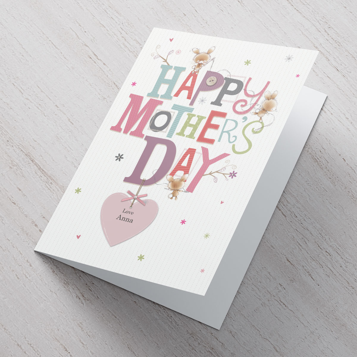 Personalised Mother's Day Card - Sewing Mice