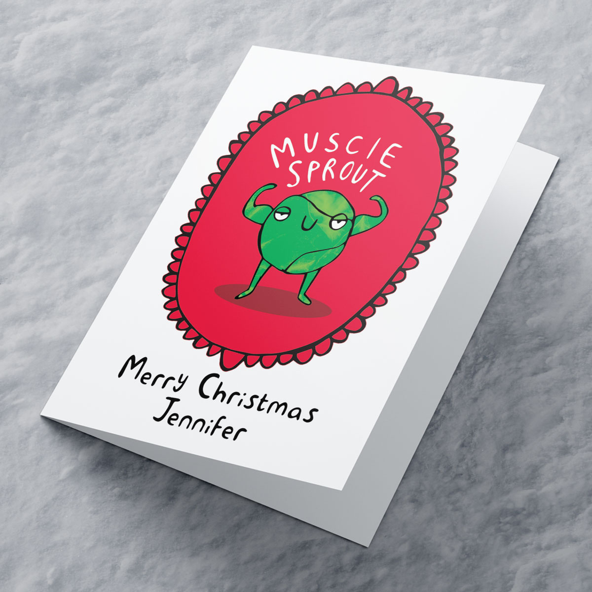 Personalised Katie Abey Christmas Card - Muscle Sprout