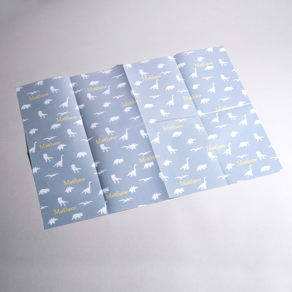 Personalised Wrapping Paper - Grey Dinosaurs