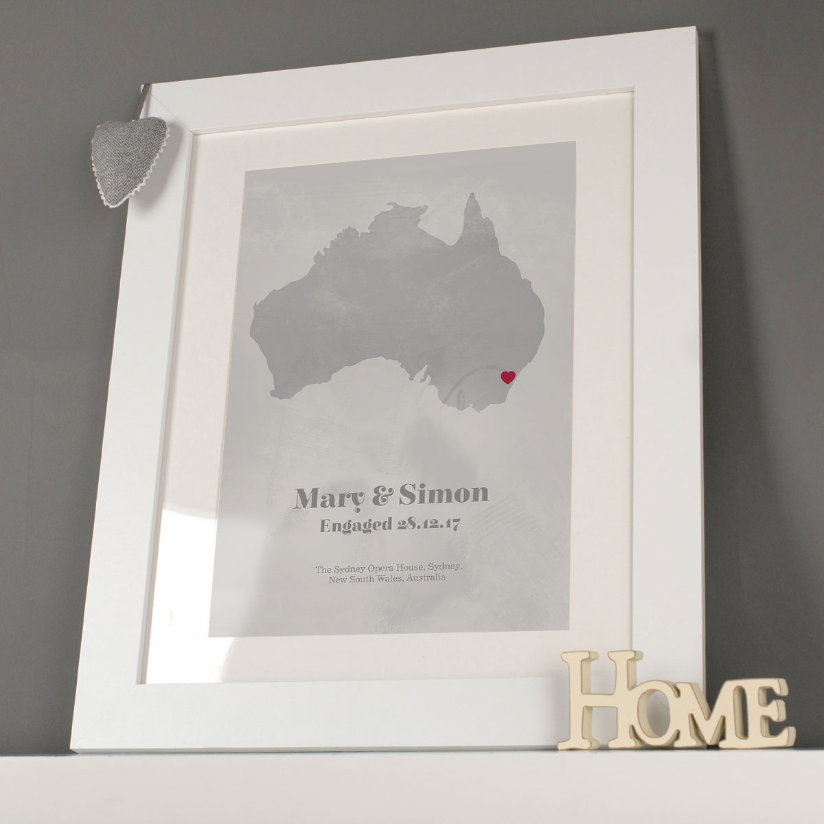 Personalised Framed Print - Engaged Map