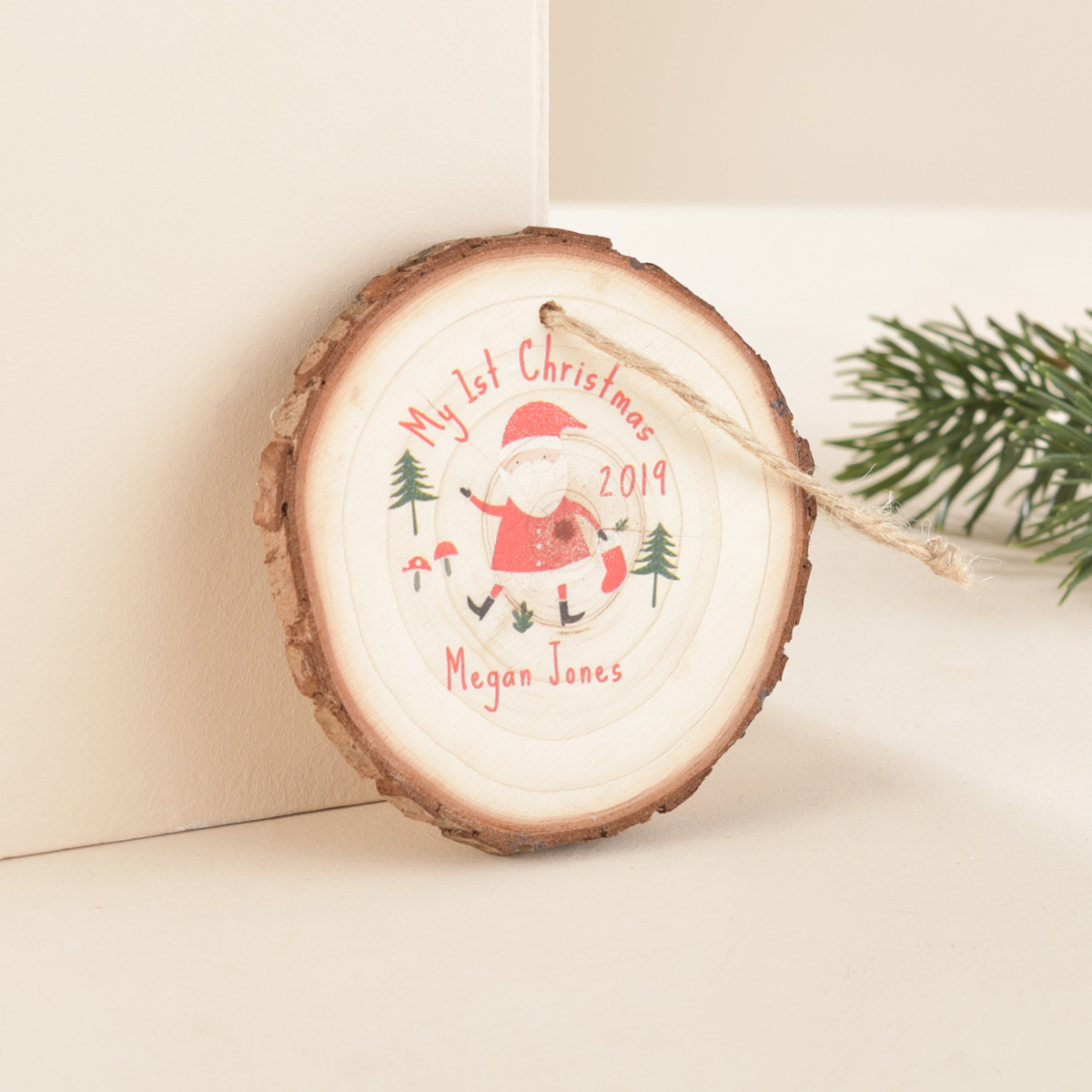 Personalised Hanging Wooden Decoration - My First Christmas