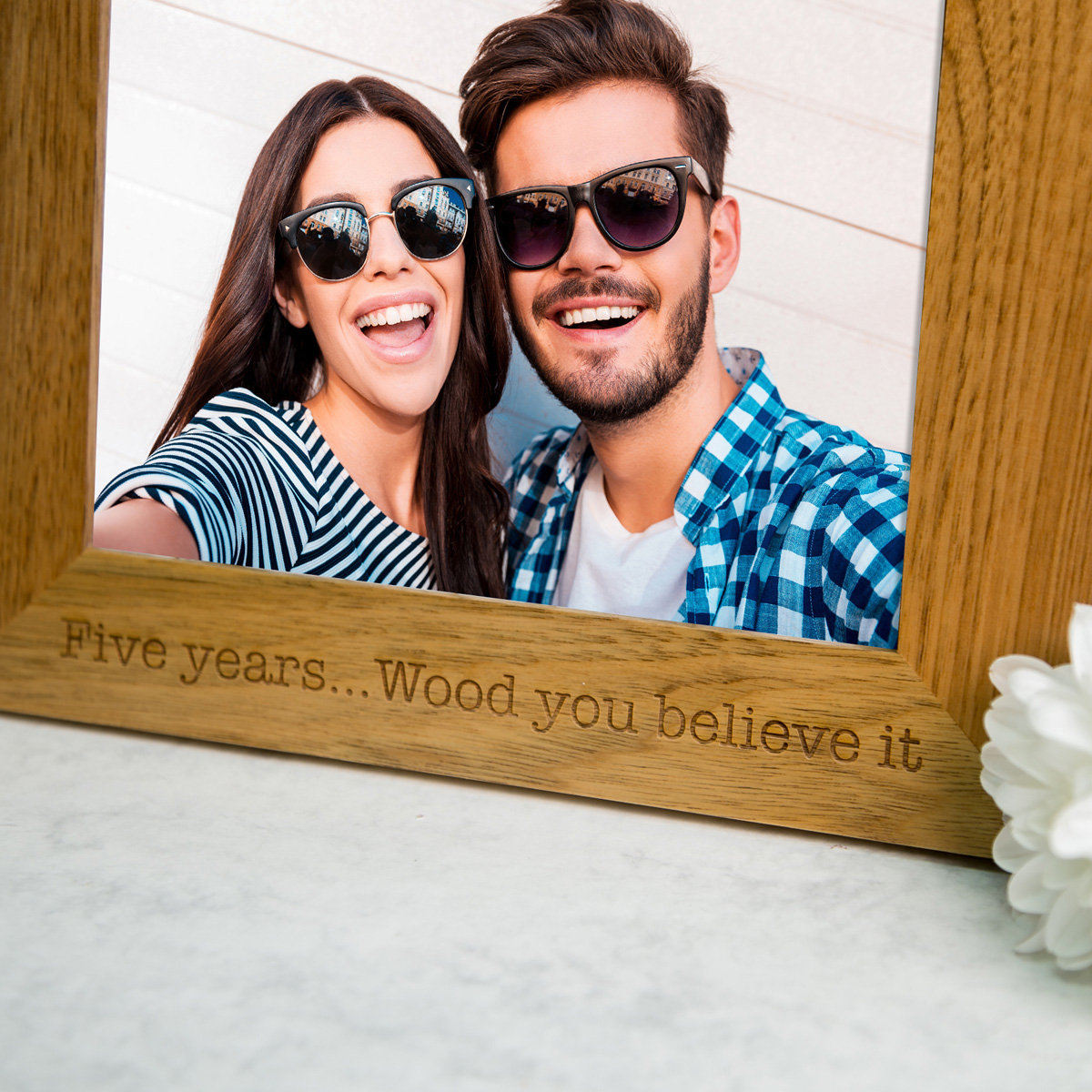 Personalised Wooden Photo Frame - Five Years, Wood You Believe It