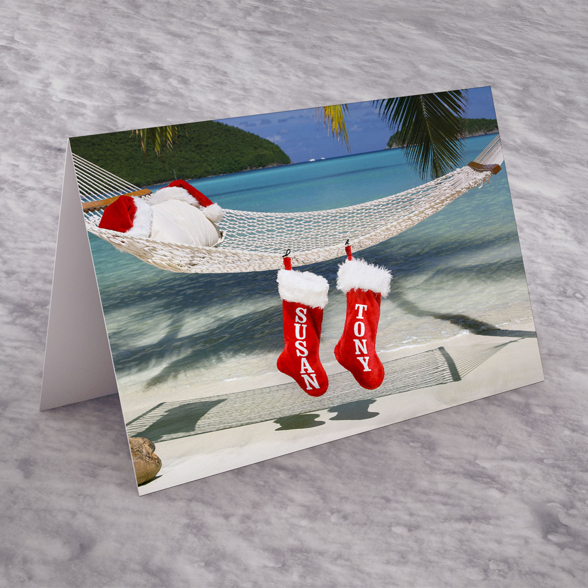 Personalised Christmas Card - Hammock Stockings