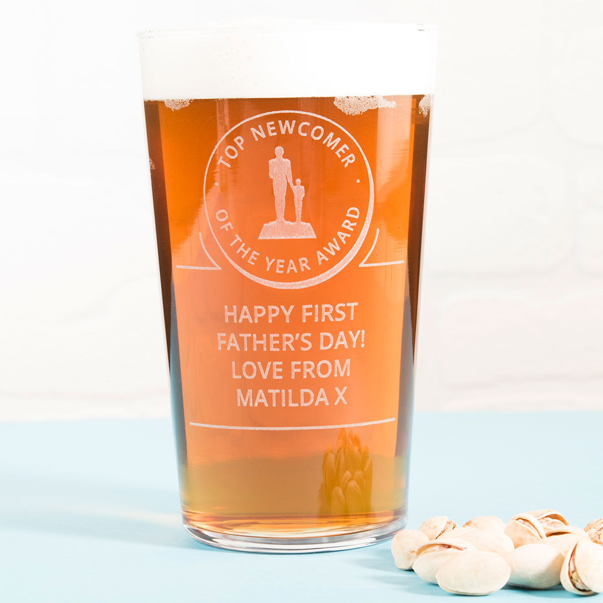 Personalised Pint Glass - Top Newcomer Of The Year