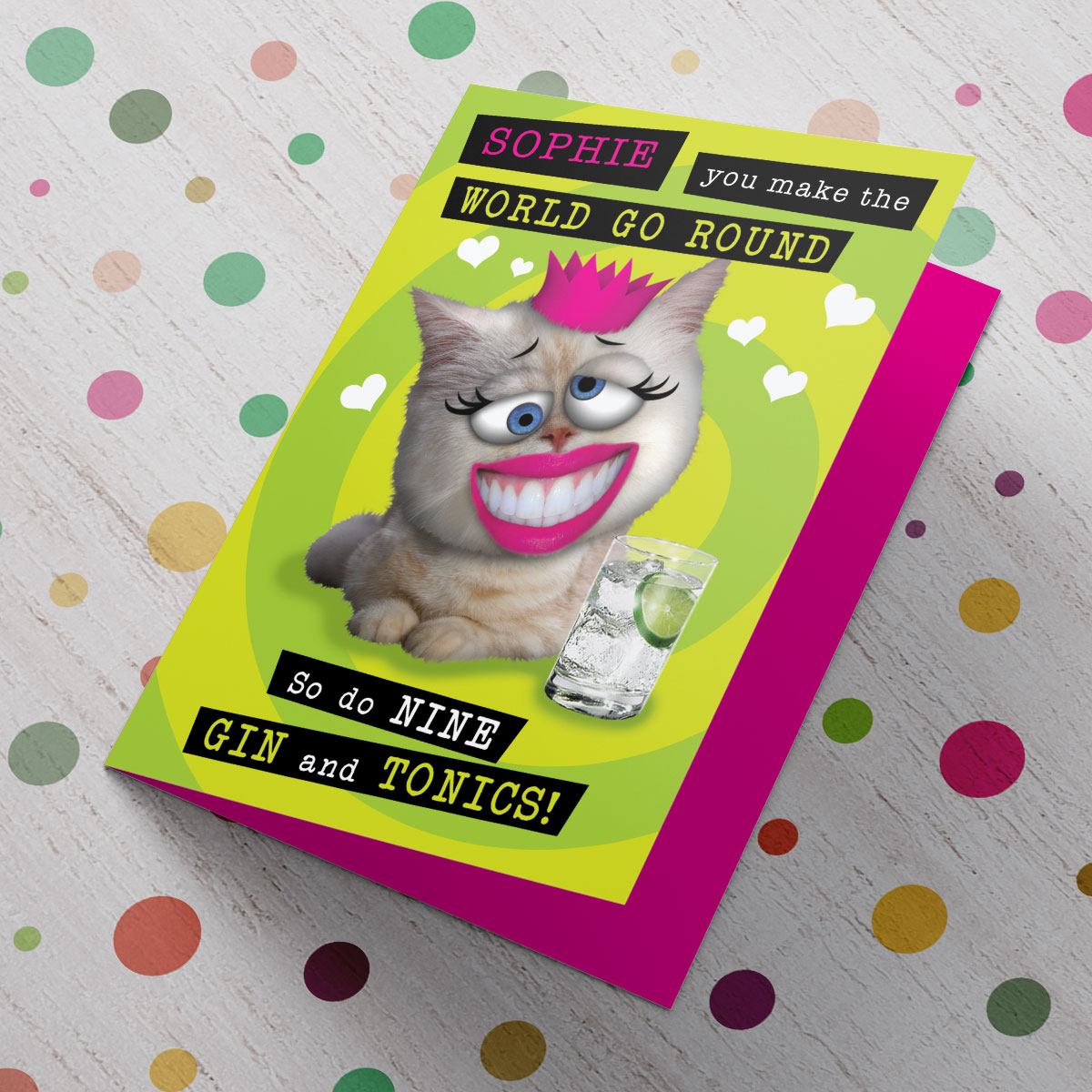Personalised Birthday Card - Nine Gin & Tonics Cat