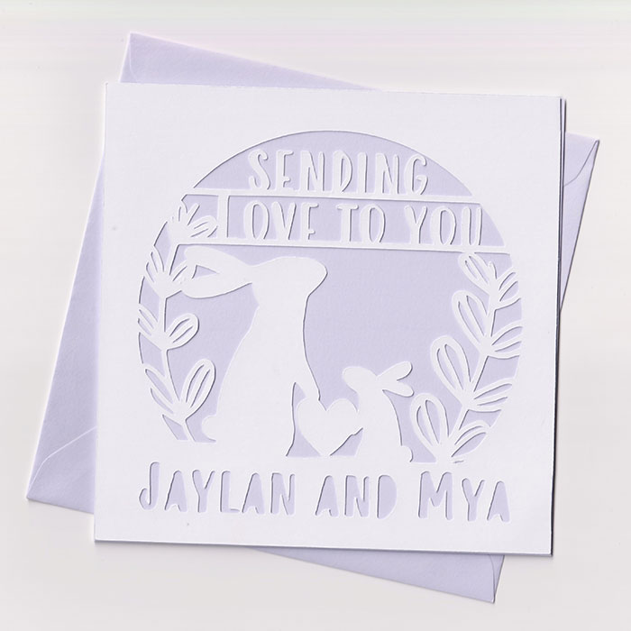 Personalised Papercut Card - Bunny Sending Love