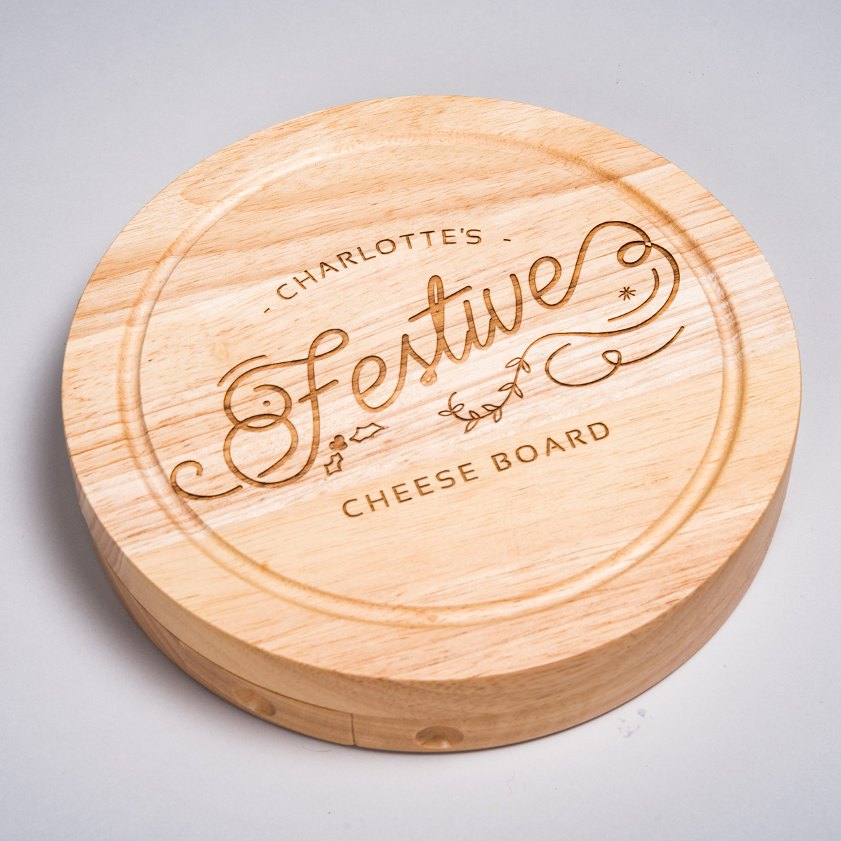 Personalised Wooden Cheeseboard Set - Festive