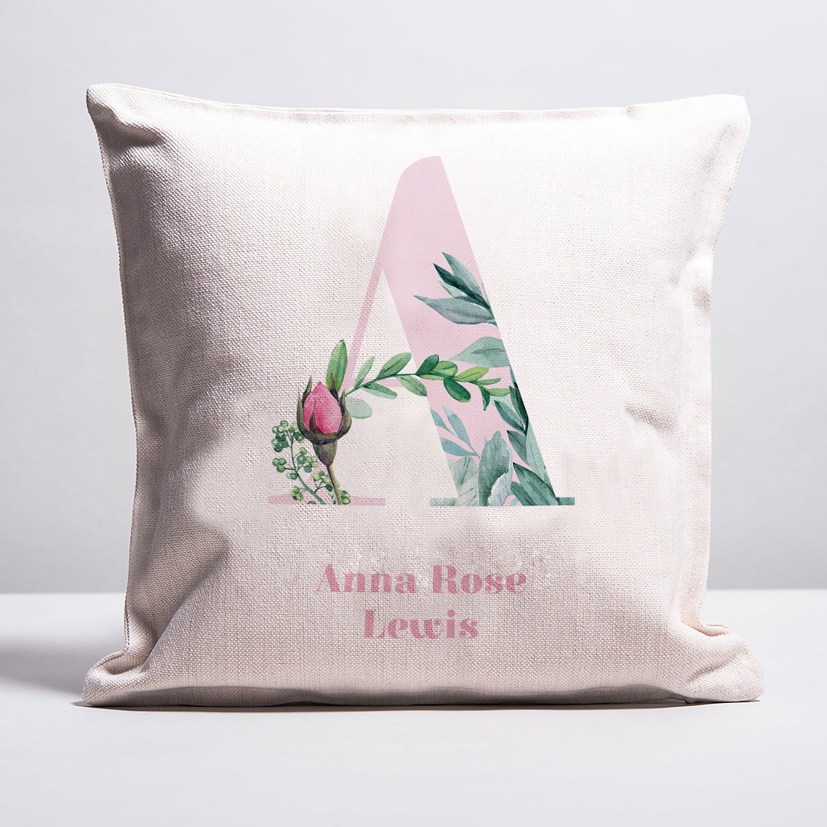 Personalised Cushion - Initial & Name Floral