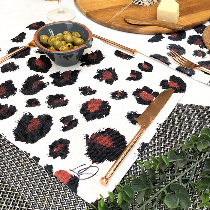 Personalised Set of 2 Leopard Print Placemats