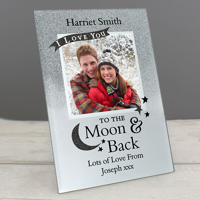 Personalised To the Moon and Back Glitter Glass Photo Frame