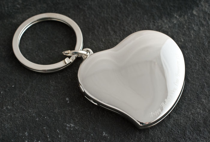 Engraved Mother's Day Heart Photo Keyring
