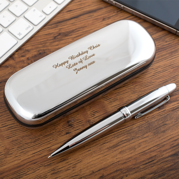 Engraved Pen Holder And Pen