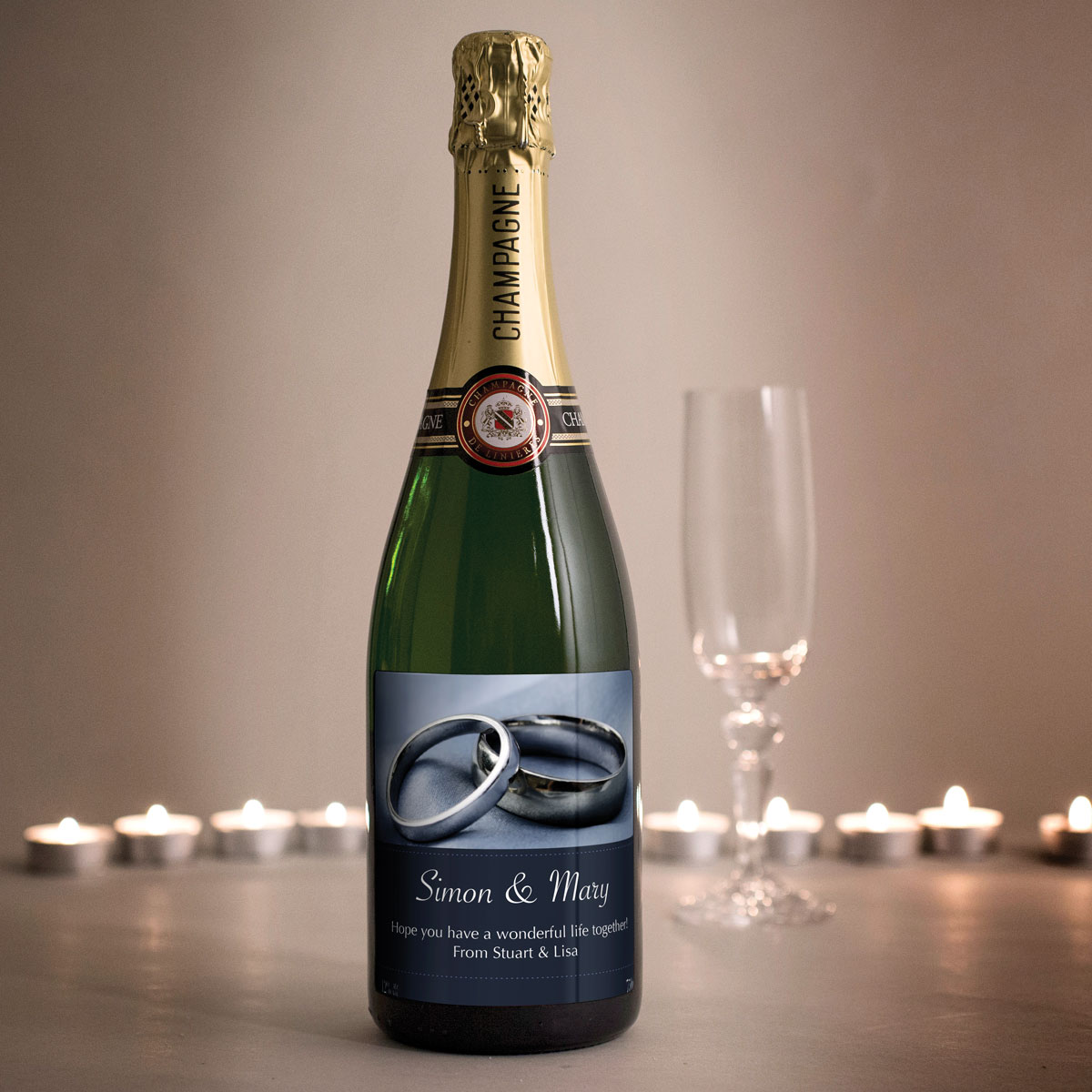 Luxury Personalised Champagne - Wedding Rings