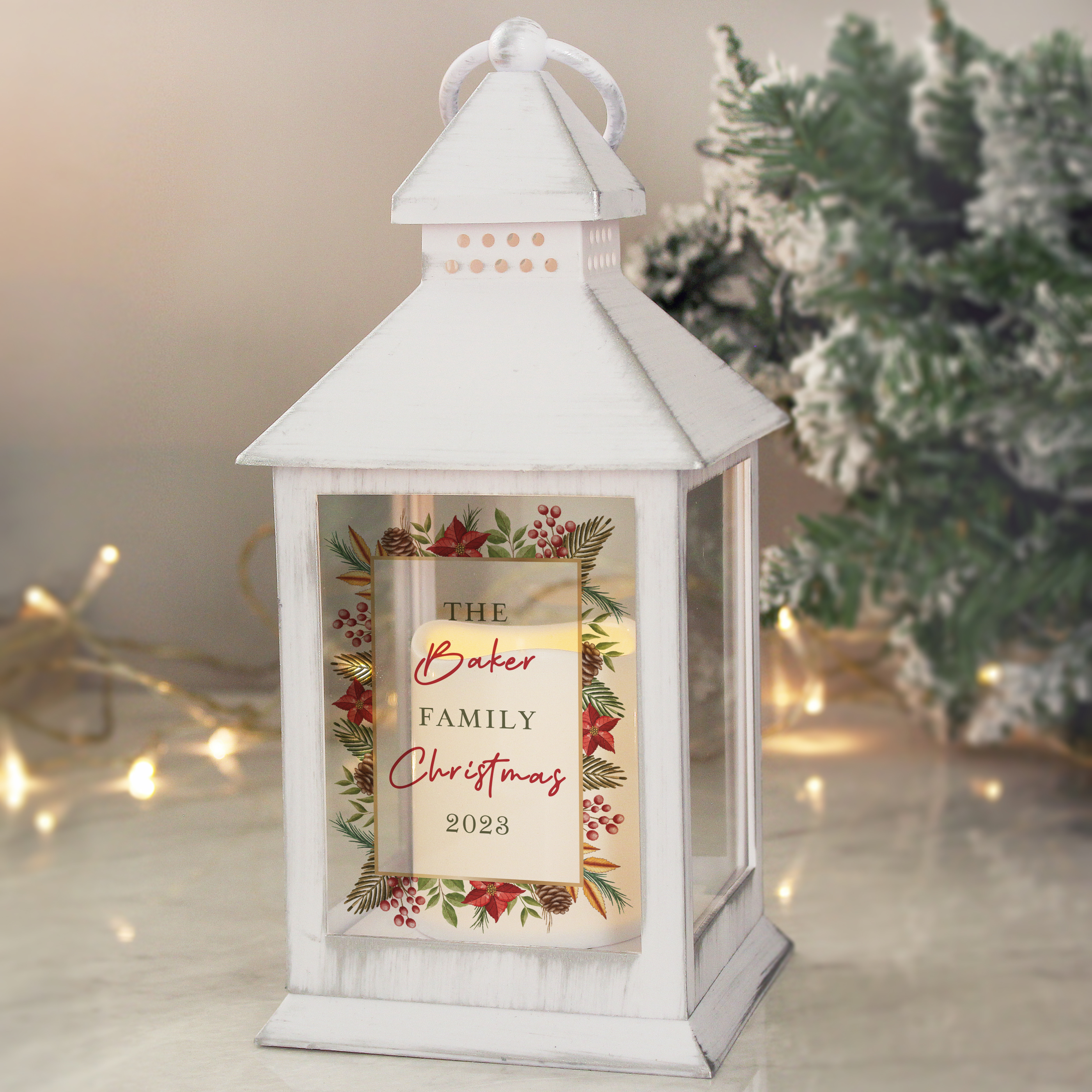 Personalised Christmas White LED Lantern