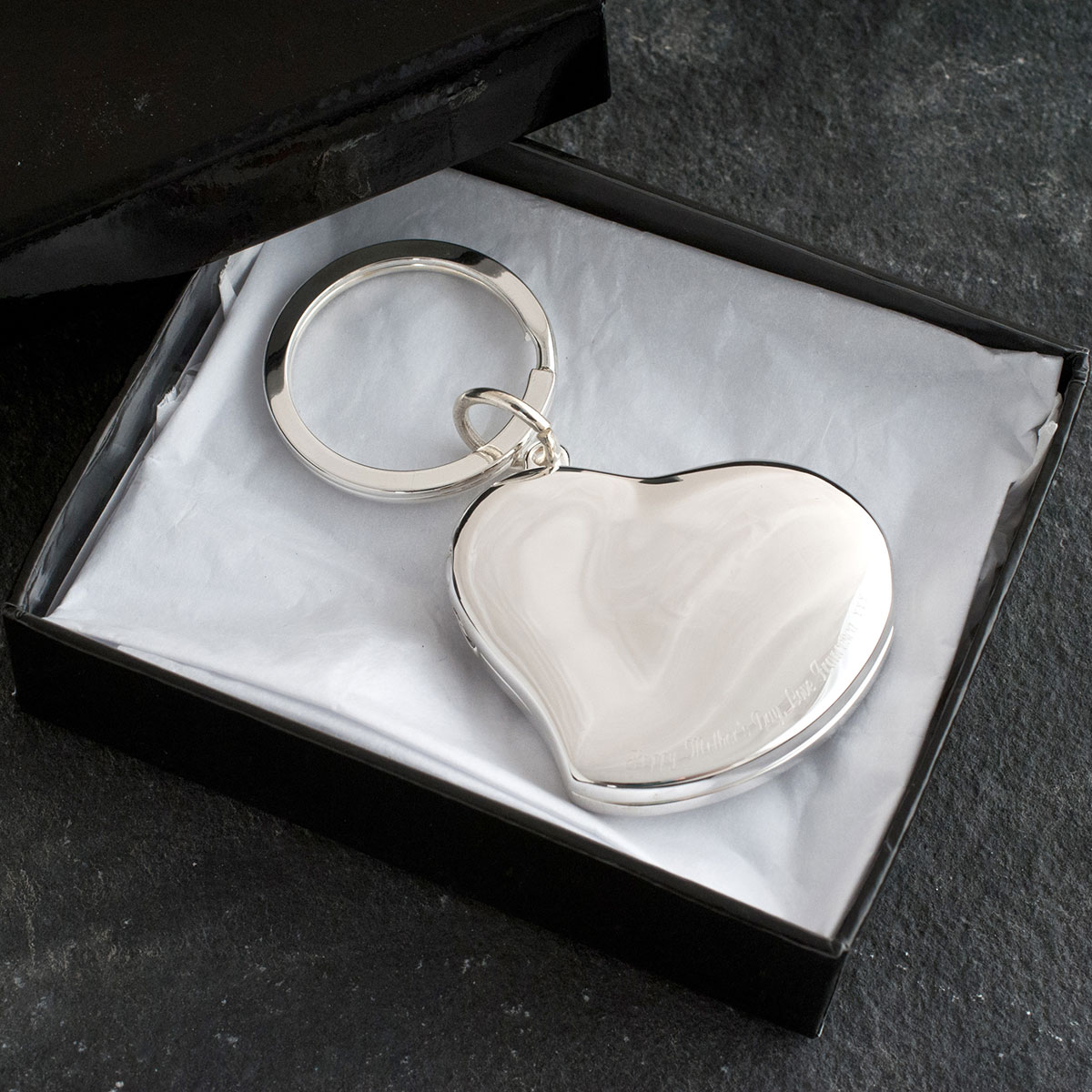Engraved Mother's Day Heart Photo Keyring