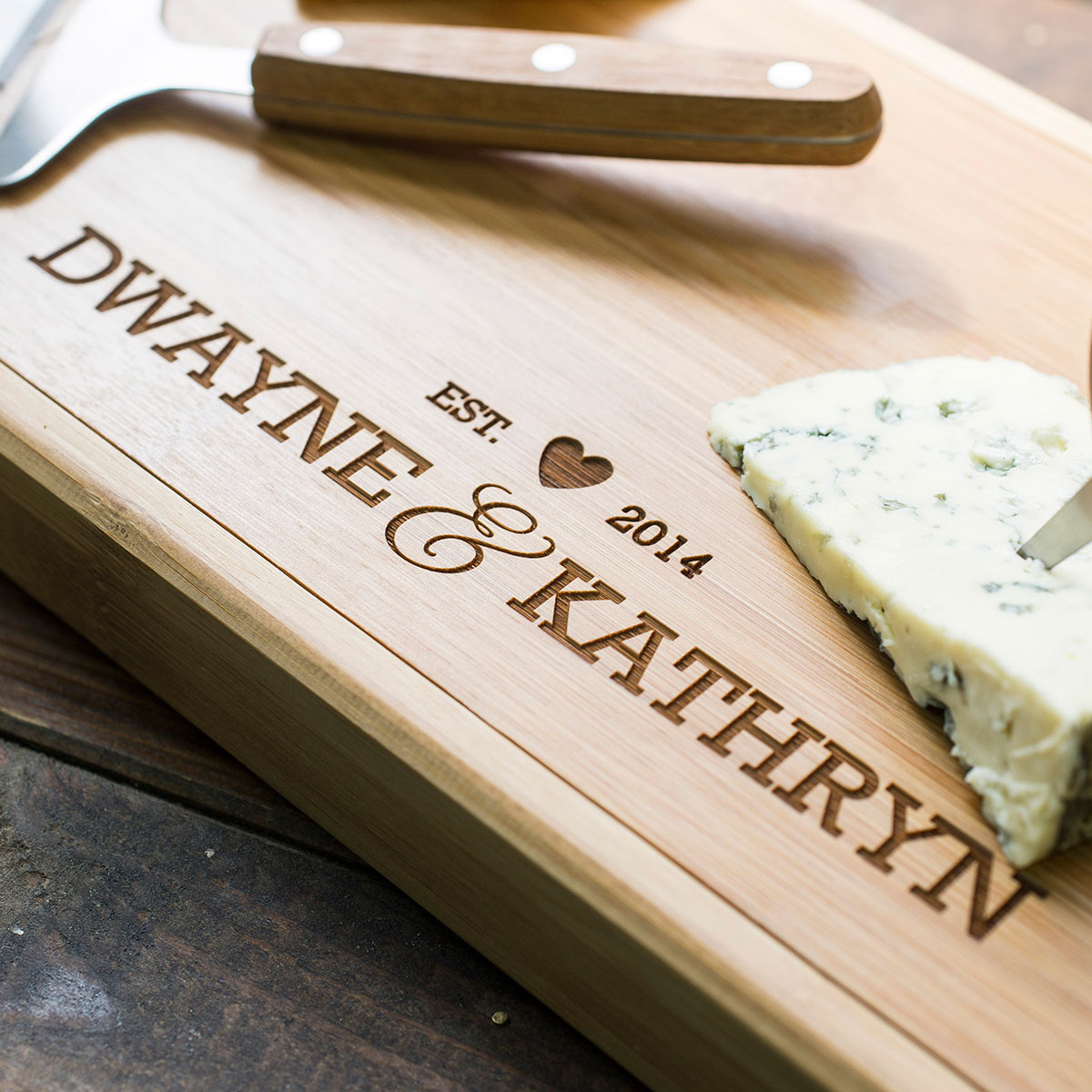 Personalised Bamboo Wine & Cheese Set - Couples