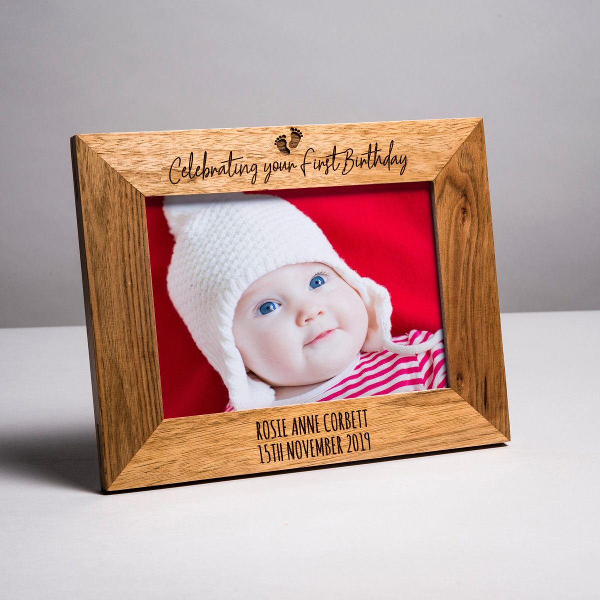 Personalised Wooden Photo Frame - Celebrating Your First Birthday
