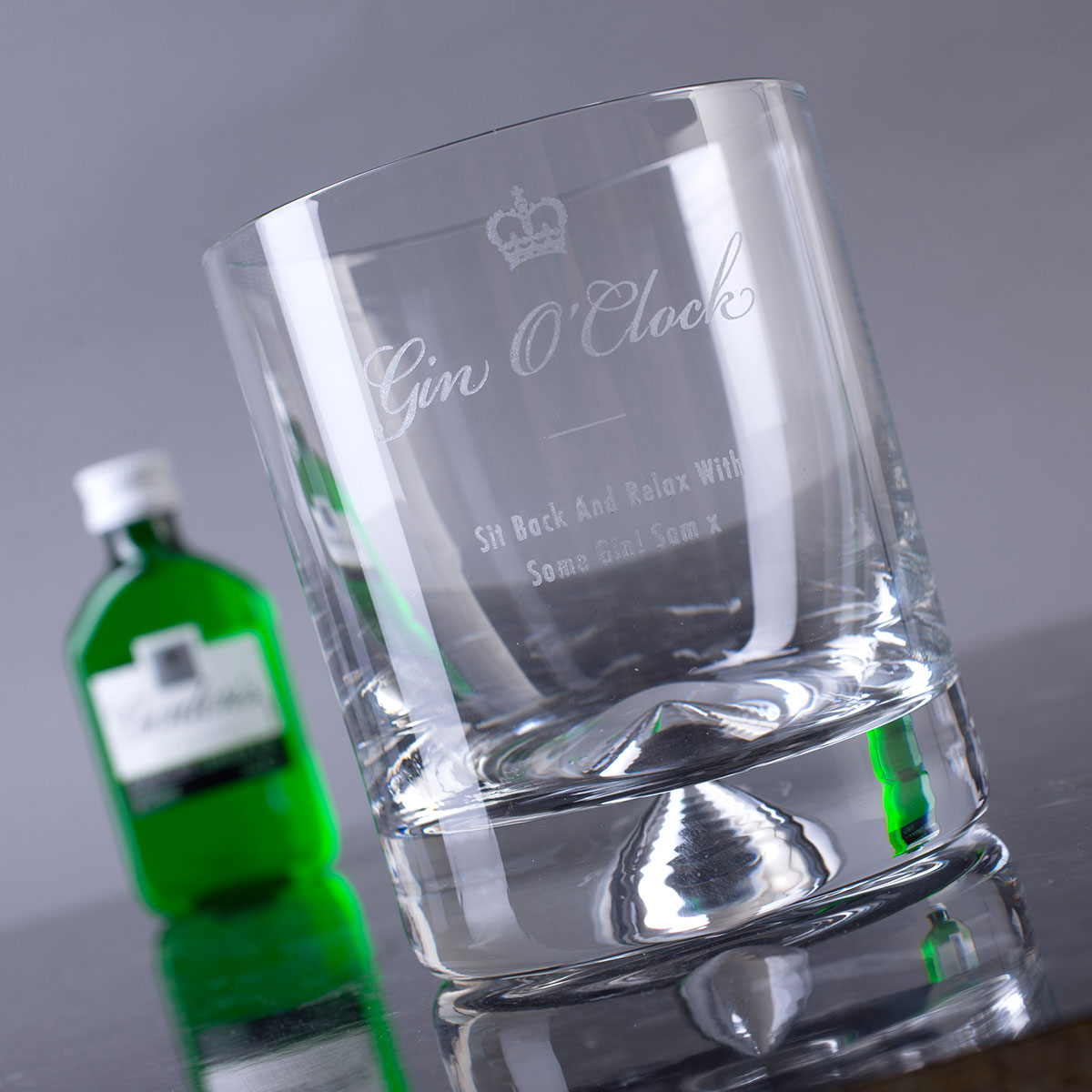 Personalised Stern Gin Glass With Miniature - Gin O'Clock