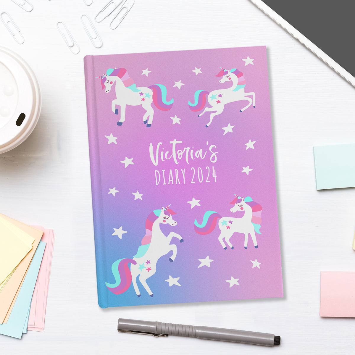 Personalised Diary - Unicorns Dancing