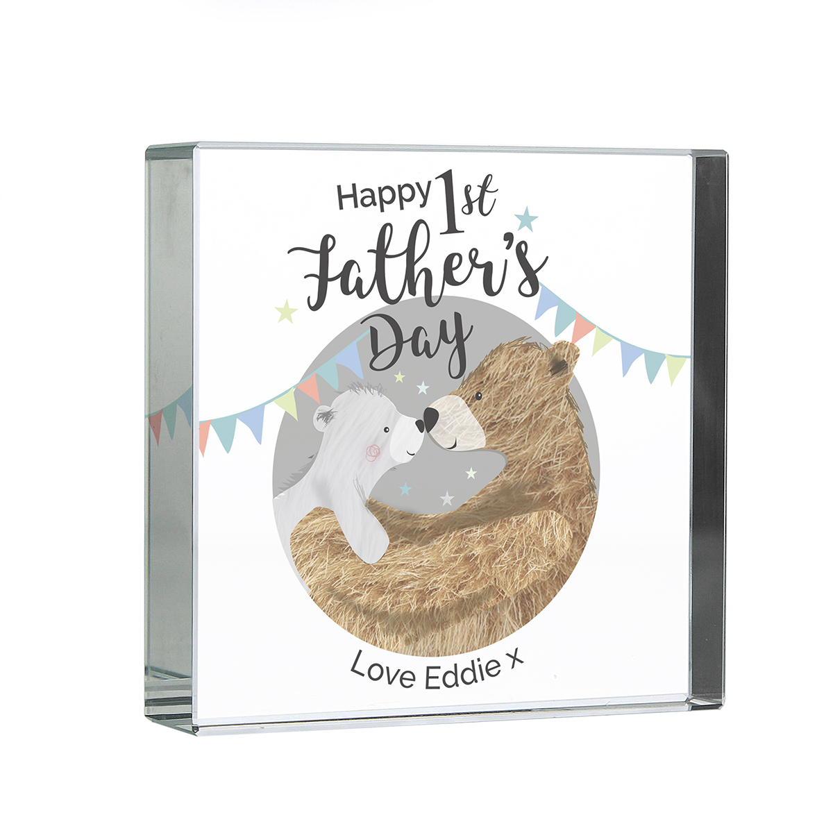 Personalised Crystal Token - 1st Father's Day Daddy Bear