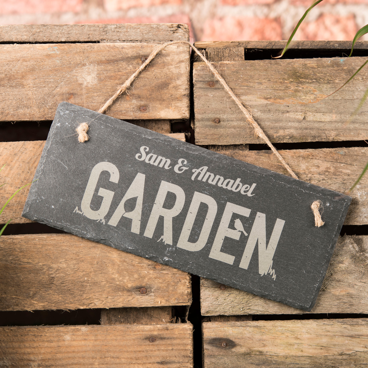 Personalised Hanging Slate Sign - Garden